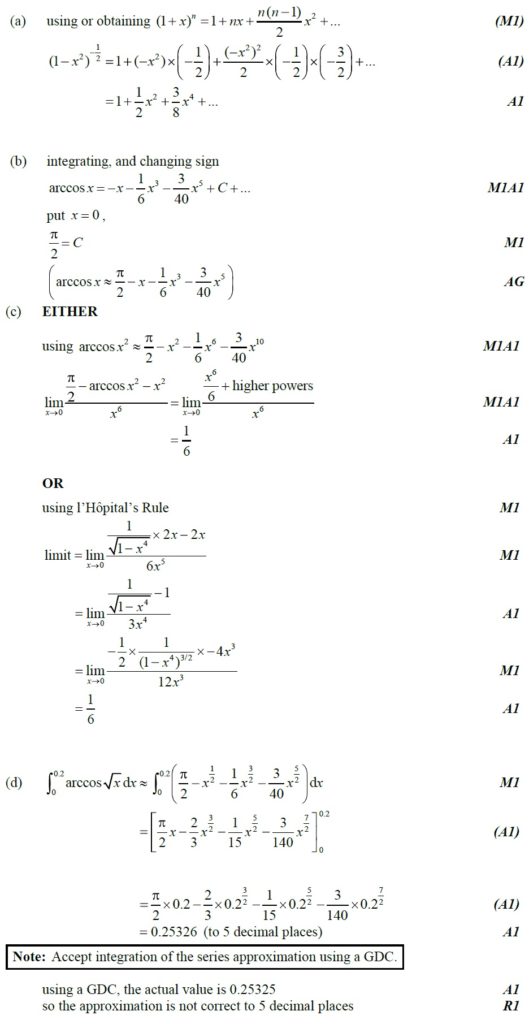 IBDP Past Year Exam Papers – Maclauren Series – IBDP Math HL/SL